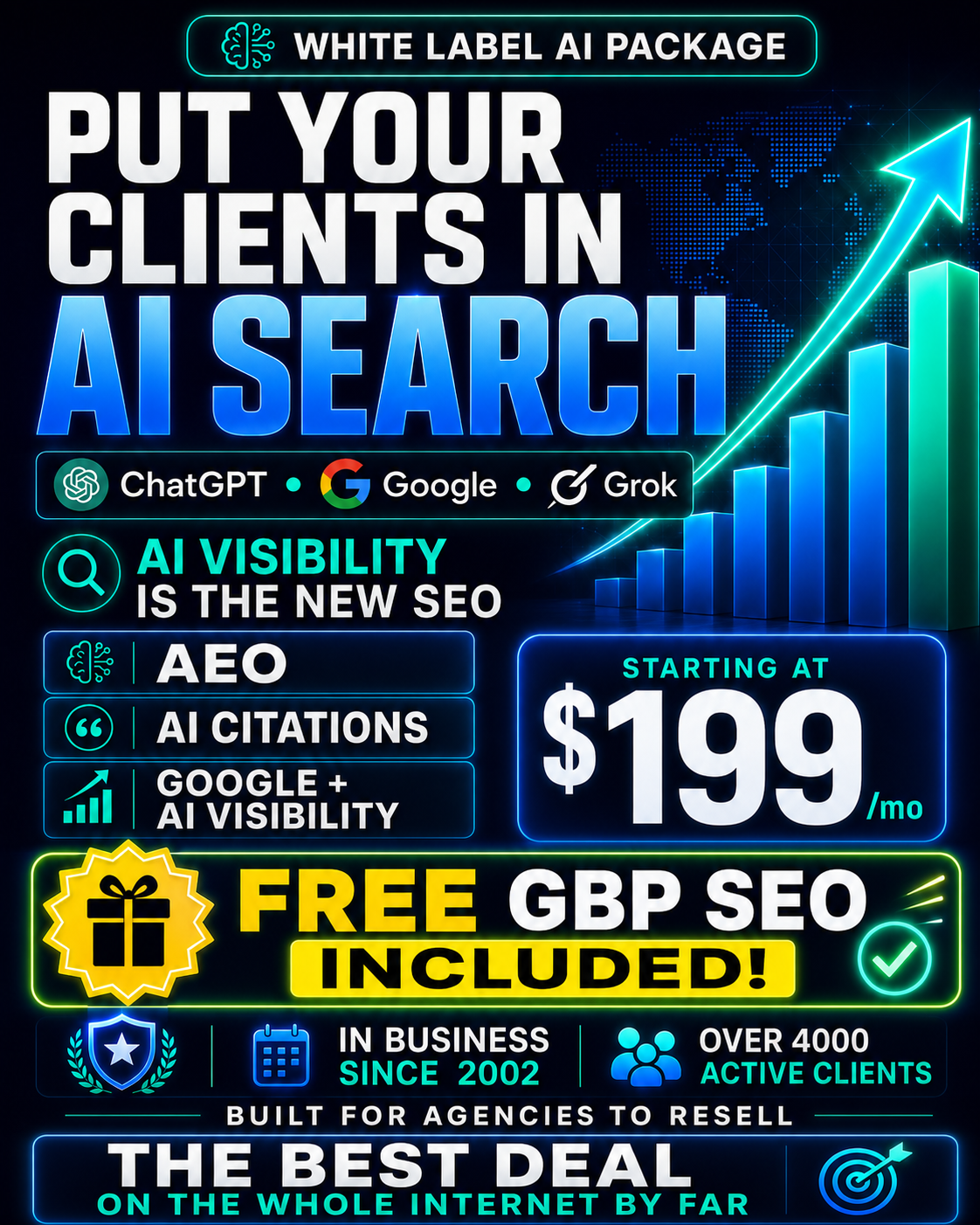 White label AEO package for agencies with AI search visibility and free GBP SEO included