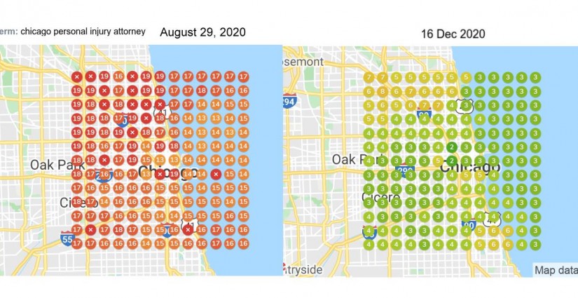 Maps Ranking Comparison Chicago Personal Injury Attorney 2020